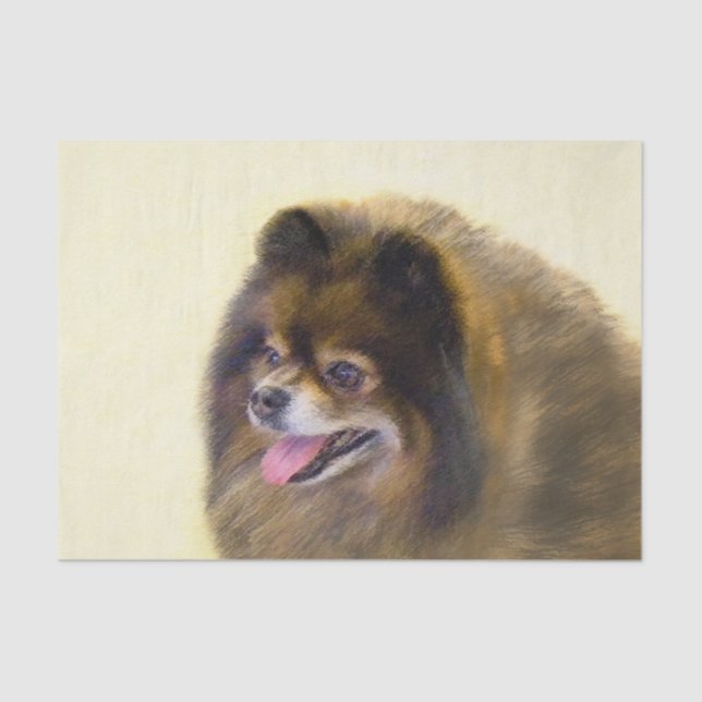 Pomeranian Black and Tan Painting Original Dog Art Tissue Paper (Front)