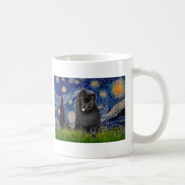 Pomeranian (black) - Starry Night Coffee Mug (Right)
