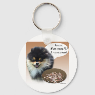 Pomeranian (blktan) Turkey Key Ring