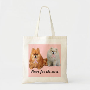 Pomeranian Breast Cancer Tote Bag