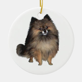 Pomeranian - brindle ceramic tree decoration
