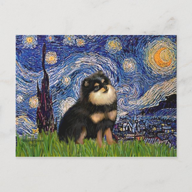 Pomeranian (BT) - Starry Night Postcard (Front)