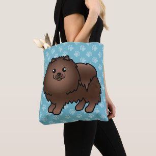 Pomeranian Cartoon Dog In Brown Colour Coat Tote Bag