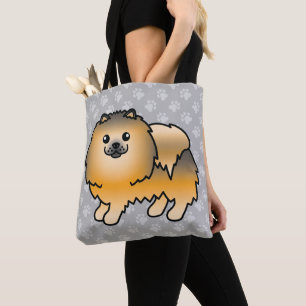 Pomeranian Cartoon Dog In Orange Sable Coat Tote Bag