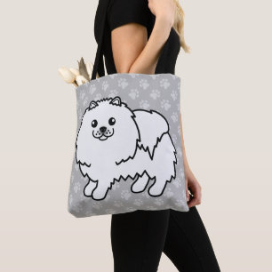 Pomeranian Cartoon Dog In White Colour Coat Tote Bag