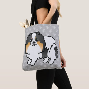 Pomeranian Cartoon Dog In White Tricolor Coat Tote Bag