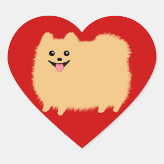 Pomeranian Cartoon Dog - Super Cute Pommy on Red Heart Sticker