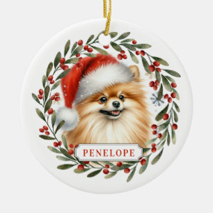 Pomeranian Ceramic Circle Ornament