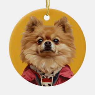 Pomeranian  ceramic tree decoration