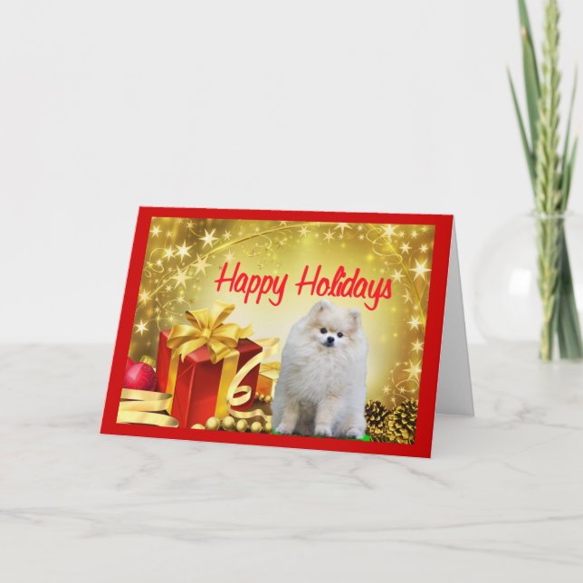 Pomeranian  Christmas Card Gift (Front)