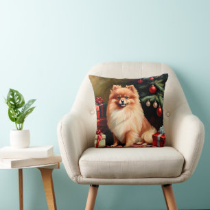 Pomeranian Christmas Cushion