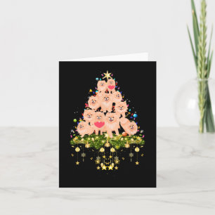 Pomeranian Christmas Dog Tree Lights Holiday Pomer Card
