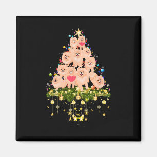 Pomeranian Christmas Dog Tree Lights Holiday Pomer Magnet
