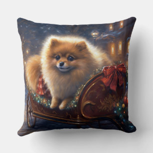 Pomeranian Christmas Festive Season Brushed Cushion