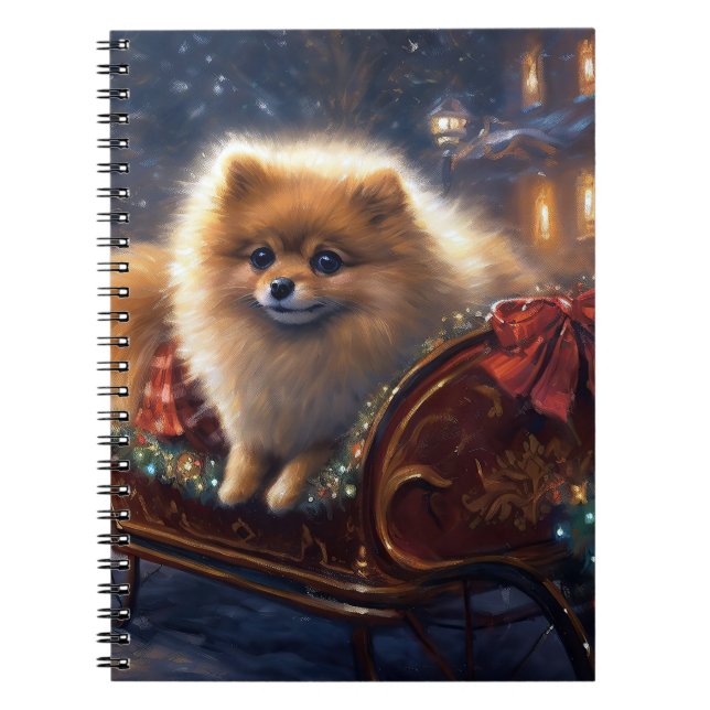 Pomeranian Christmas Festive Season Brushed  Notebook (Front)