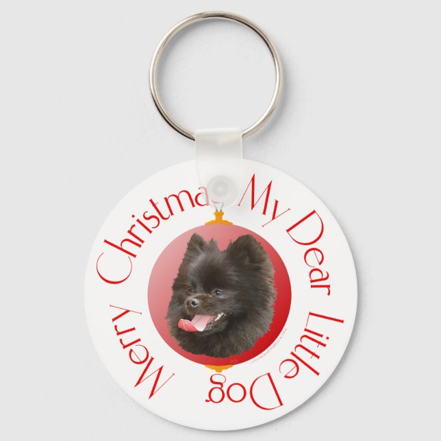 Pomeranian Christmas Key Ring (Front)