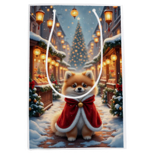 Pomeranian Christmas Lantern Festival Art Medium Gift Bag