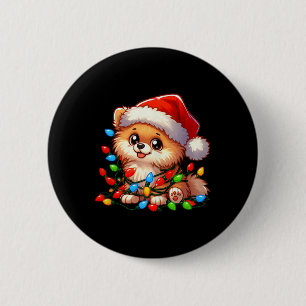 Pomeranian Christmas Lights Dog Funny Xmas 6 Cm Round Badge