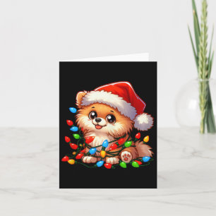 Pomeranian Christmas Lights Dog Funny Xmas Card