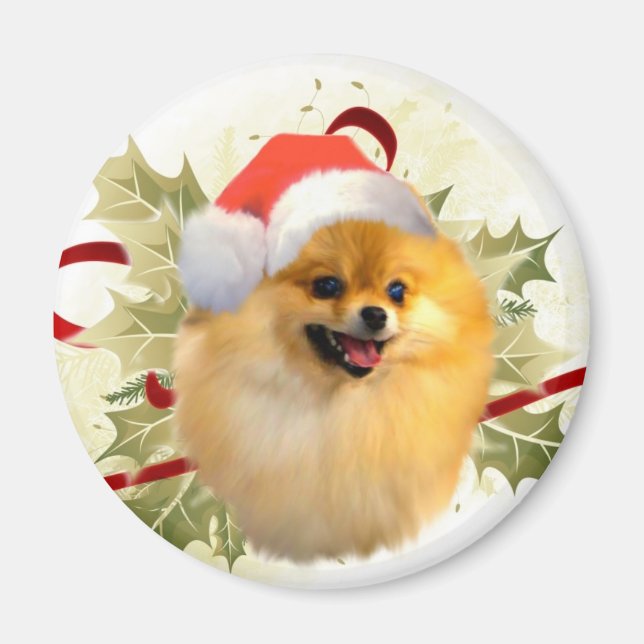 Pomeranian Christmas Magnet (Front)