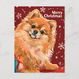 Pomeranian Christmas Postcard
