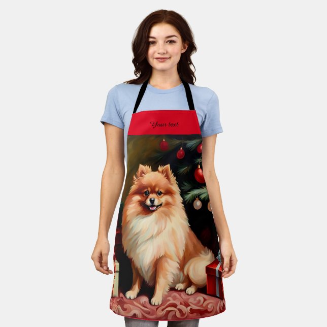 Pomeranian Christmas TEMPLATE Apron (Worn)