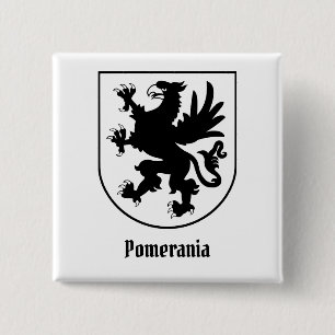 Pomeranian Coat of Arms Black and White Heraldic 15 Cm Square Badge