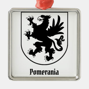 Pomeranian Coat of Arms Black and White Heraldic Metal Tree Decoration