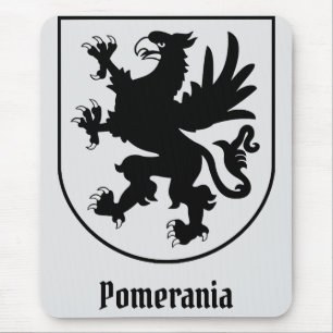 Pomeranian Coat of Arms Black and White Heraldic Mouse Pad