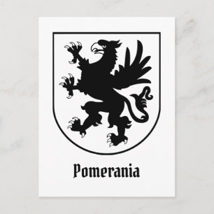 Pomeranian Coat of Arms Black and White Heraldic Postcard