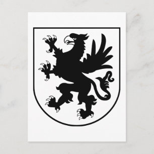 Pomeranian Coat of Arms Black and White Heraldic Postcard