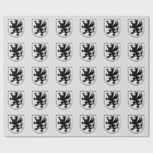 Pomeranian Coat of Arms Black and White Heraldic Wrapping Paper