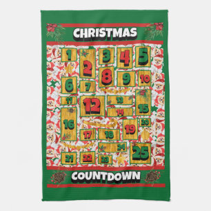 Pomeranian Countdown Christmas Advent Calendar Dog Tea Towel