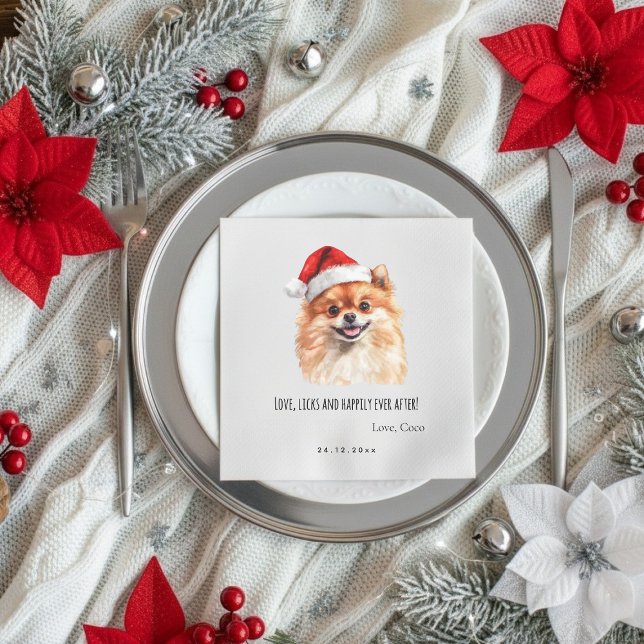 Pomeranian Custom Pet Christmas Wedding  Paper Napkin (Creator Uploaded)