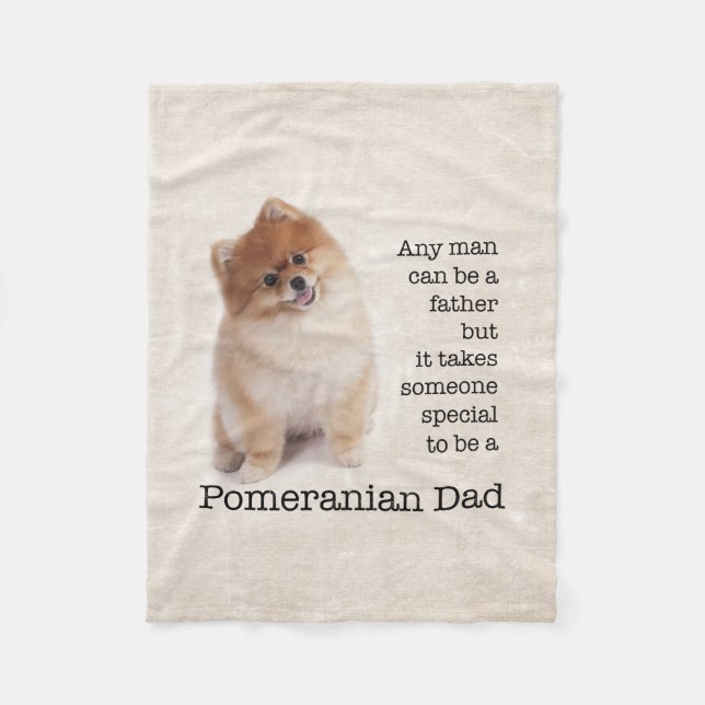 Pomeranian Dad Fleece Blanket (Front)