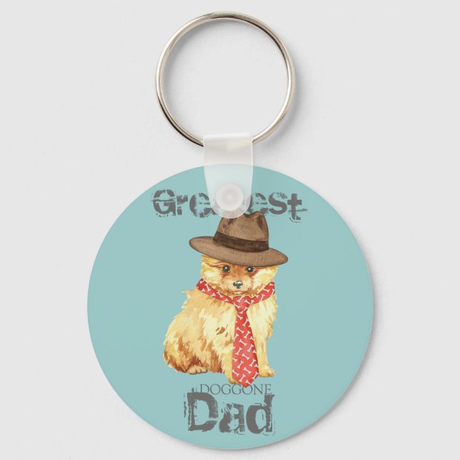 Pomeranian Dad Key Ring (Front)