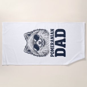 Pomeranian Dad Vintage Engraving Dog Lover Design_ Beach Towel