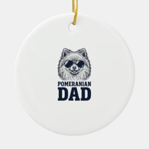 Pomeranian Dad Vintage Engraving Dog Lover Design_ Ceramic Tree Decoration