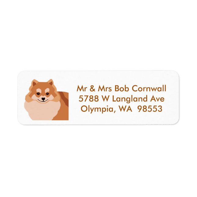 Pomeranian dog address label (Front)