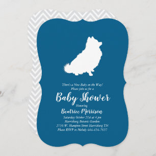 Pomeranian Dog Baby Shower Blue Boy Invitation