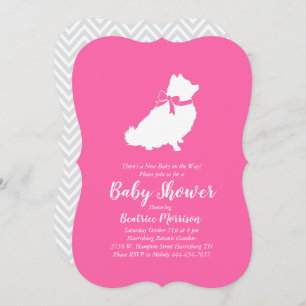 Pomeranian Dog Baby Shower Pink Girl Invitation