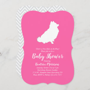 Pomeranian Dog Baby Shower Pink Girl Invitation