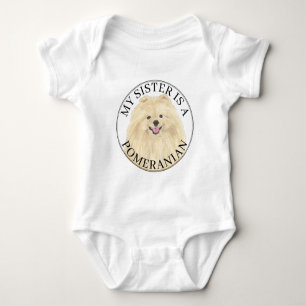 Pomeranian Dog Big Sister Baby Bodysuit
