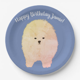 Pomeranian Dog, Birthday Custom Paper Plates