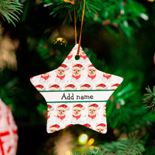 Pomeranian Dog Breed Christmas Stars Ceramic Tree Decoration