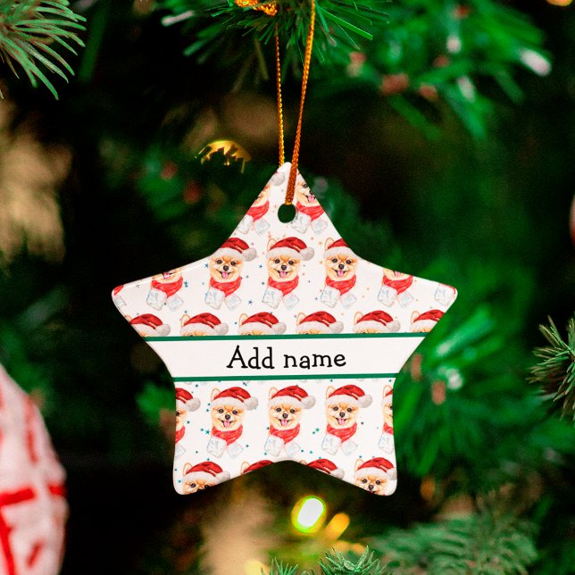 Pomeranian Dog Breed Christmas Stars Ceramic Tree Decoration (Creator Uploaded)