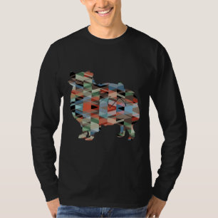 Pomeranian Dog Breed Silhouette Geometric Pattern  T-Shirt
