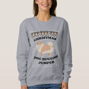 Pomeranian dog Christmas Dog Hugging Sweatshirt