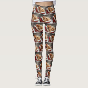 Pomeranian Dog Christmas Festive Leggings