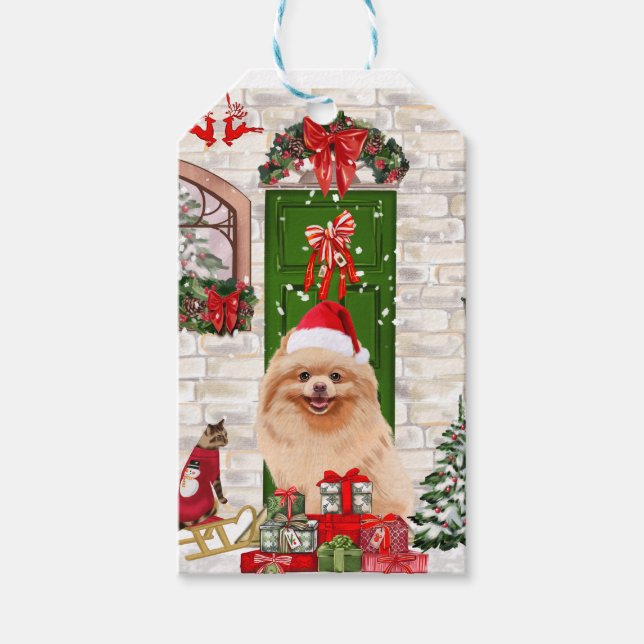 Pomeranian Dog Christmas   Gift Tags (Front)